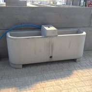 100 gallon indoor concrete water trough in situ