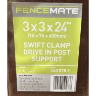 This Fencemate post spike is suitable for square timbers measuring 3″ x 3″ and can be used in most ground areas.