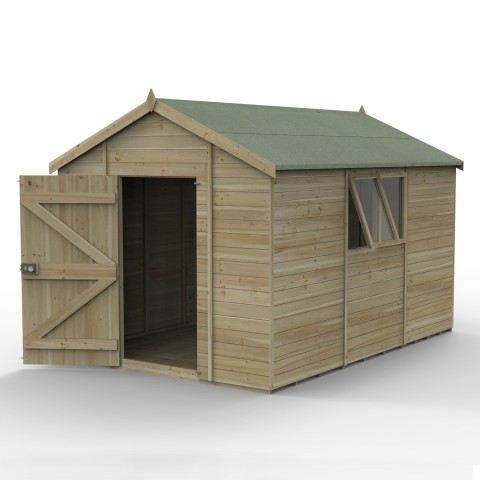 Forest Garden Timberdale wooden garden shed 12 x 8 with apex roof and 2 windows