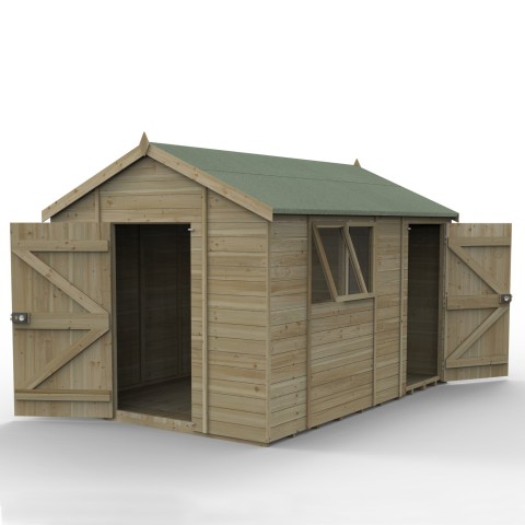 Forest Gardens Timberdale large garden shed 12 x 8 with two single doors